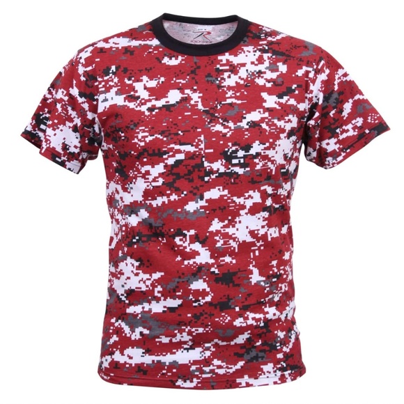 Mens Rothco RED DIGITAL CAMO Tactical TShirt Military Camouflage Various Sizes - Picture 1 of 2